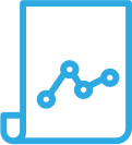 Icono de un gráfico con contorno azul.