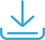 Icono de una flecha que apunta hacia abajo con contorno azul.